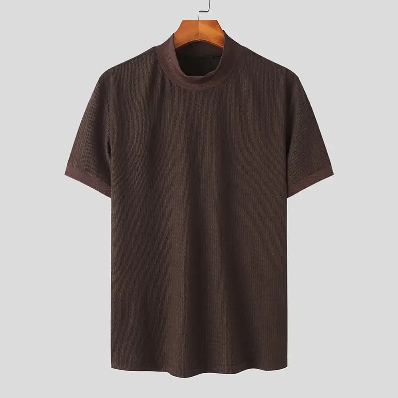 Men's Fashionable Simple Turtleneck Solid Color Knitted Bottoming Shirt