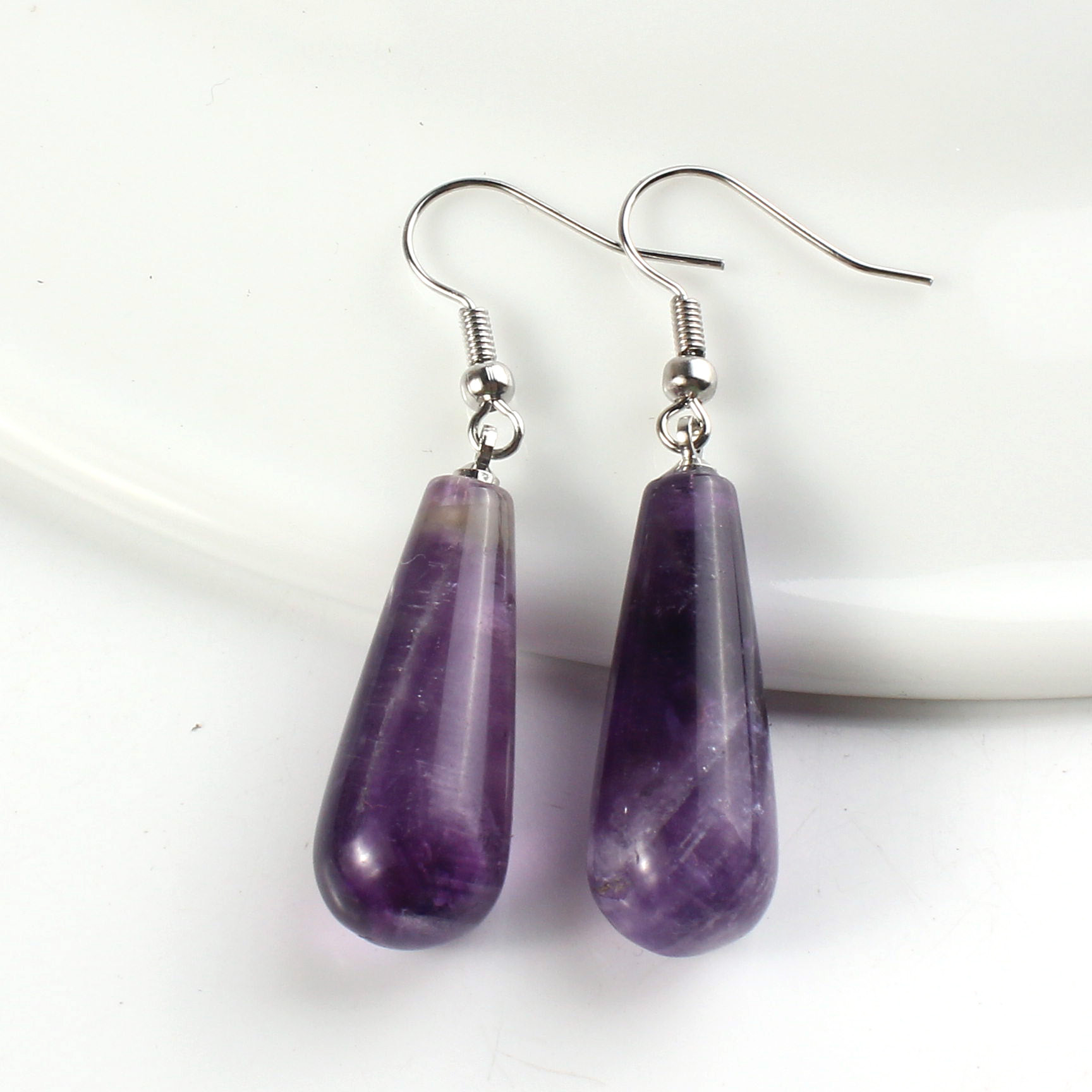 Fashion Trend Natural Crystal Long Round Water Drop Ladies