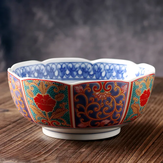 Japanese Ceramic Soup Plate Court Painting Retro Nostalgia 7Inch Lotus Bowl067 - Shop at LoveMi