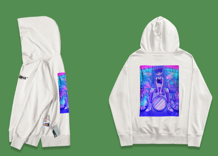 Title 10, Essential hoodie with inkjet steam wave