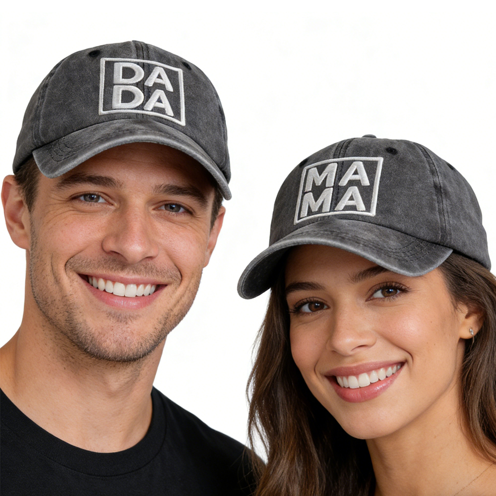 Set Of 2 Pcs Dada Mama Couples Hats,New Parents Wedding Gifts Baseball Caps Dad And Mom Hats - Women's Clothing