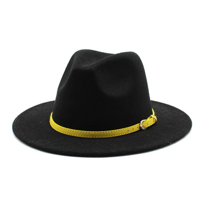 Woolen Hat Big Brimmed Hat Jazz Hat Felt Hat Black - Shop at LoveMi