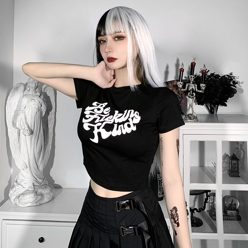 Women's High Waist Cropped Navel Short Sleeve Top