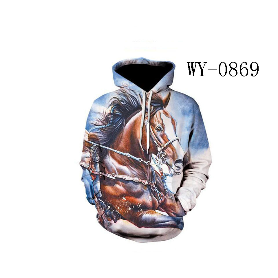 Title 6, Color Horse 3D-gedruckter Kapuzenpullover mit T...