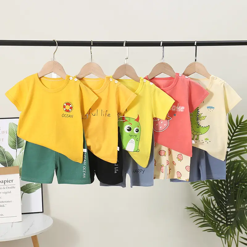 Children's Cotton Print Short Sleeve Suit