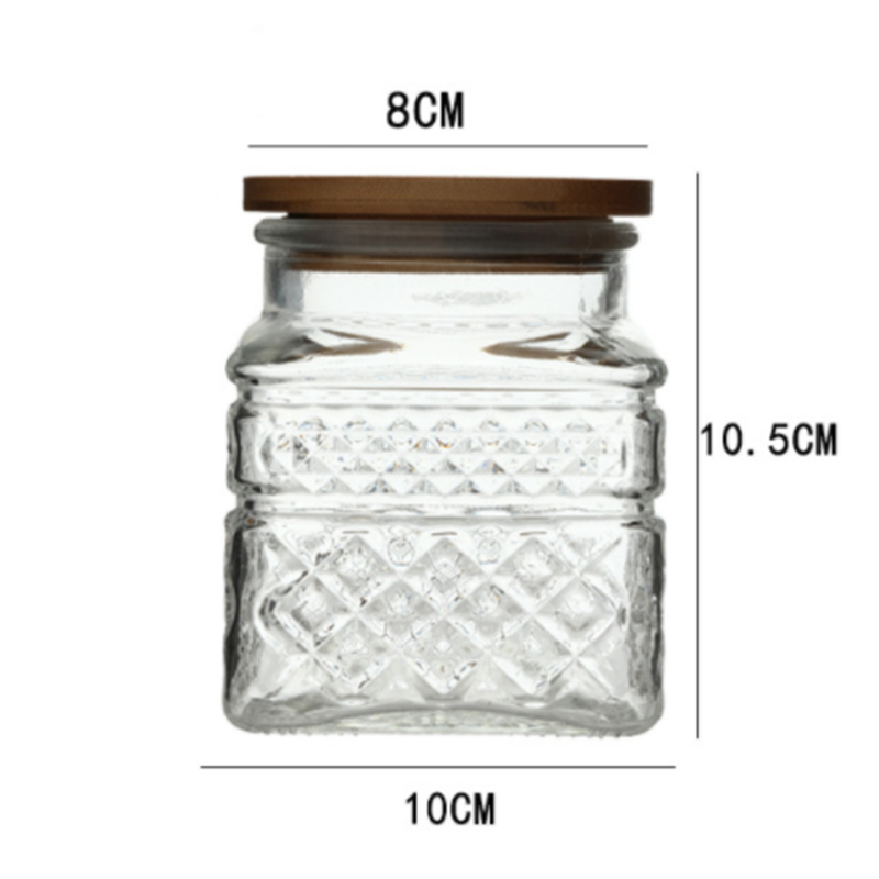 Title 4, New French Glass Sealed Jar Bamboo Lid Moisture...