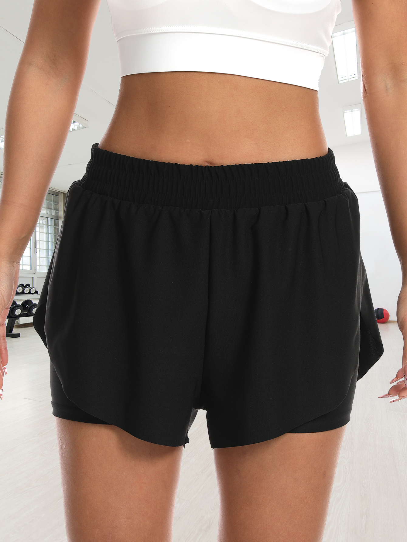 Women's Heat Trapping 2-in-1 Double Layer Sauna Shorts Running Shorts Athletic Workout Gym Sauna Shorts 8