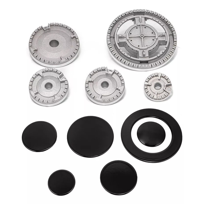 5Pcs Set Cooker Oven Gas Hob Rapid Burner Caps Crown Ring Tops Kit Flame Cover 7