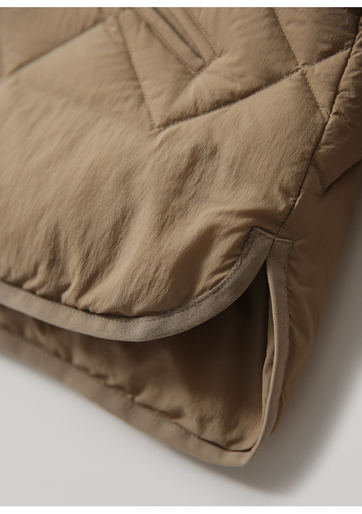 Wrinkled Rhombus White Goose Down Round Neck Down Jacket