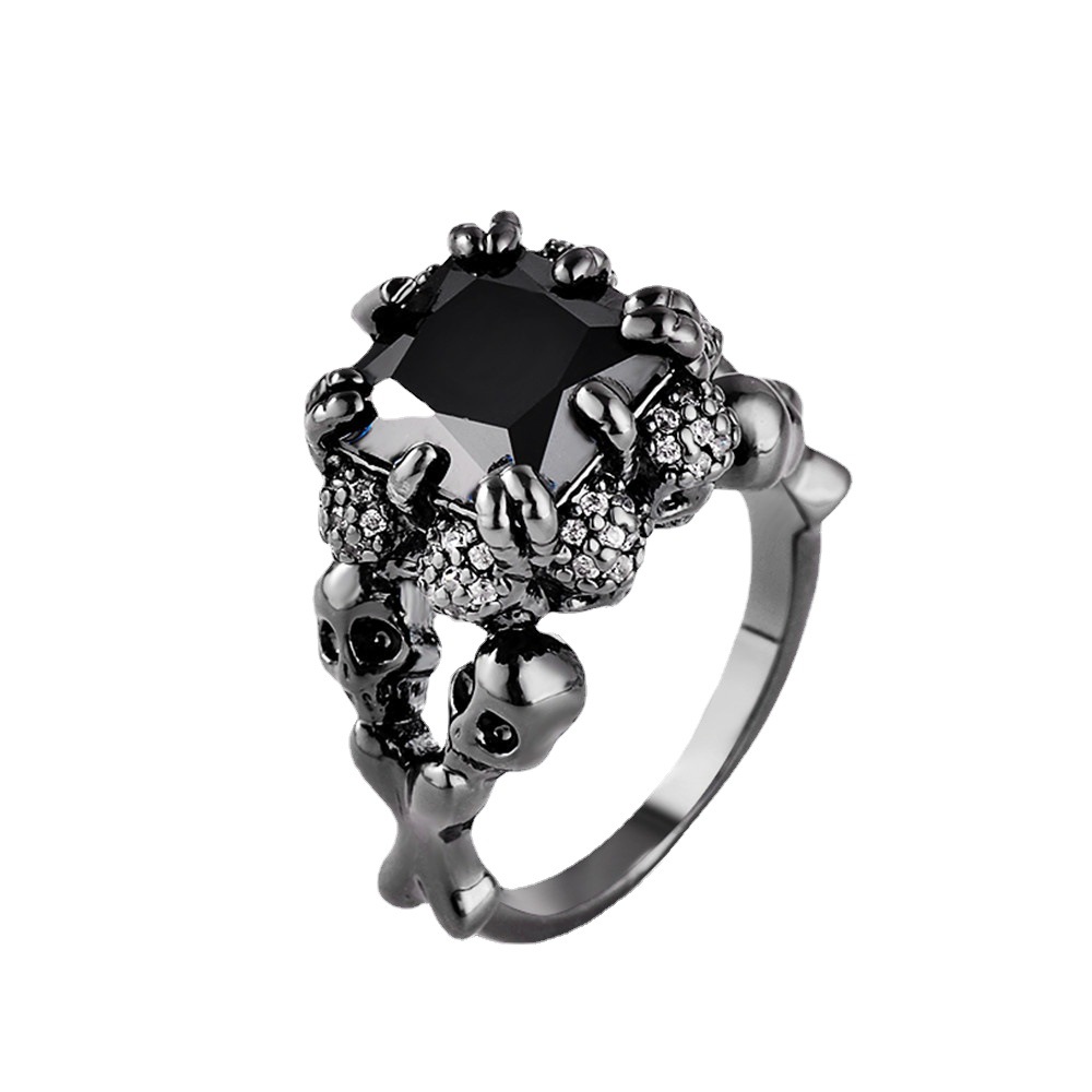 Ring Ghost Head Black Gold-plated Bracelet Zircon Ring
