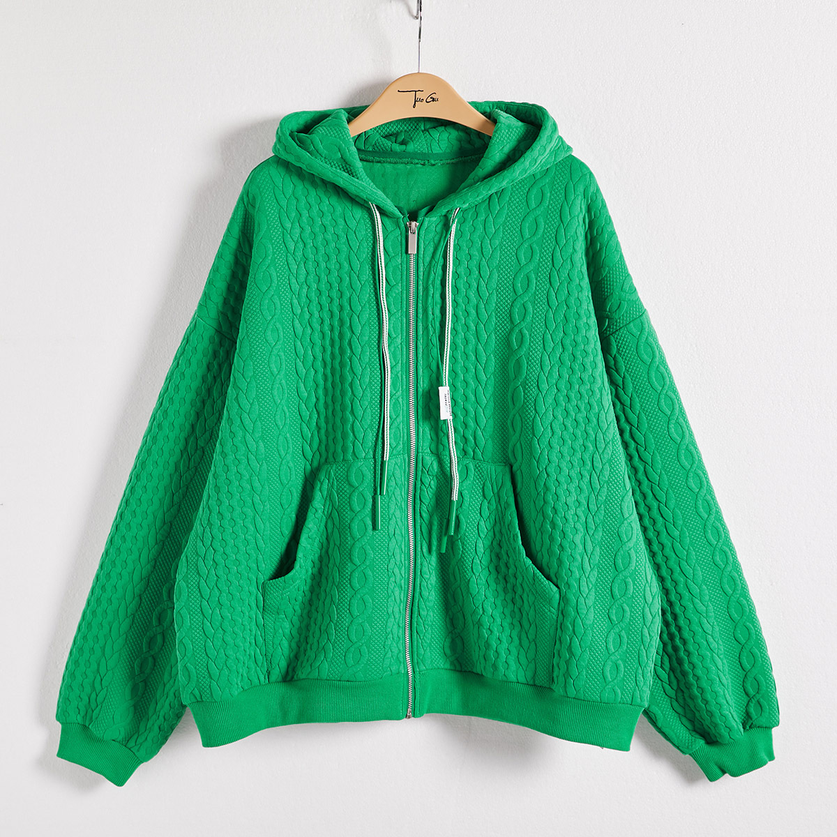 Women's Fashion Vintage Mid-length Pullover Hooded Zipper Sweater