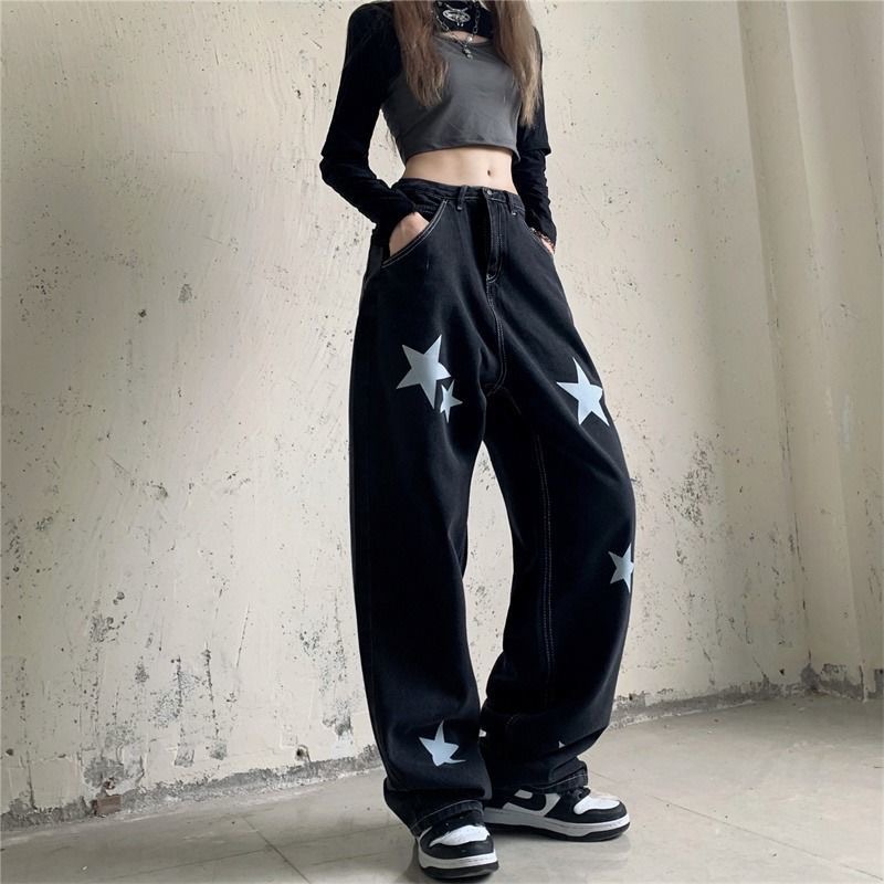 Title 3, New Korean Retro High Waist Wide Leg Dad Long P...