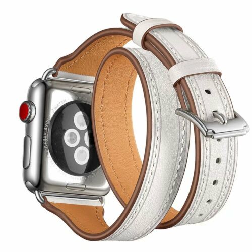 Double loop leather watch strap