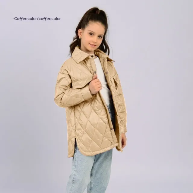 Workwear Loose Rhombus Cotton Clothing Cotton Coat Daughter Coffee - Shop at LoveMi