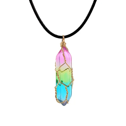Prism Pendant Necklace, natural stone