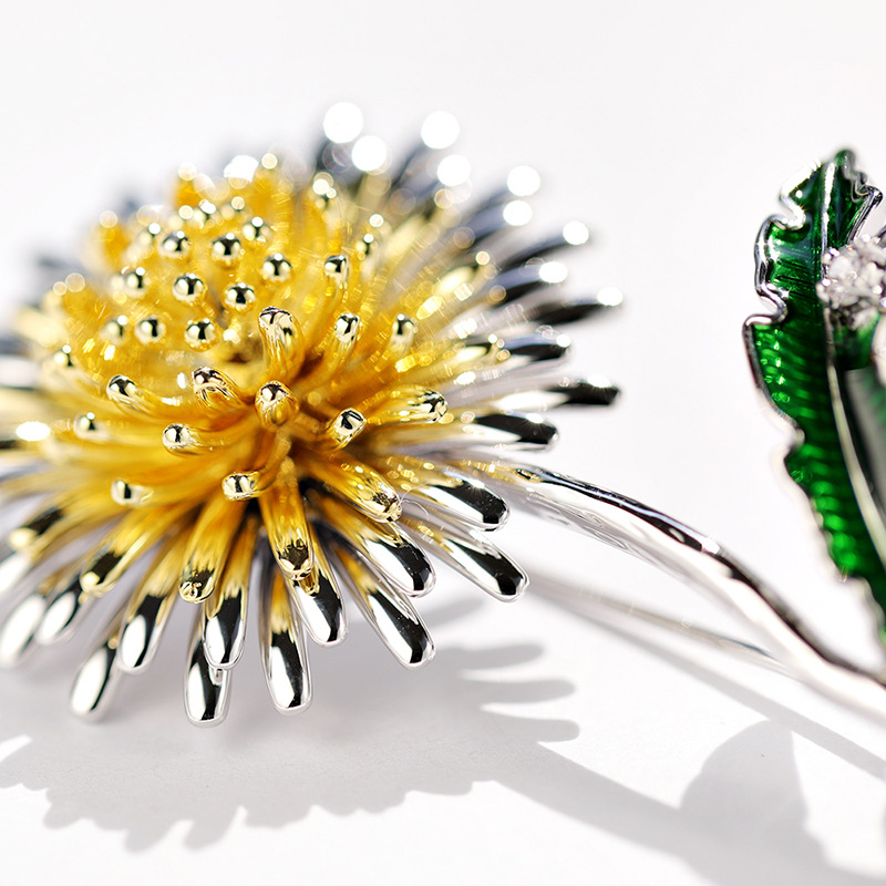 Copper Zircon Dandelion Brooch, picture 2 of 3