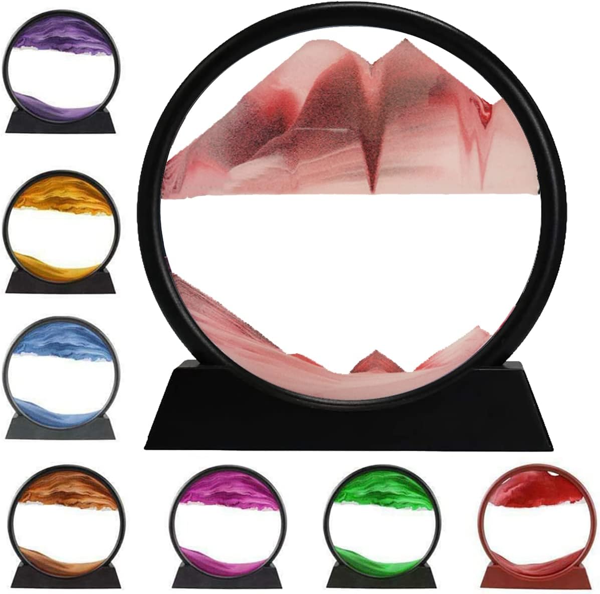 3d Dynamic Sand Art Moving Liquid Motion Picture Round Glass Desk_voghion.com