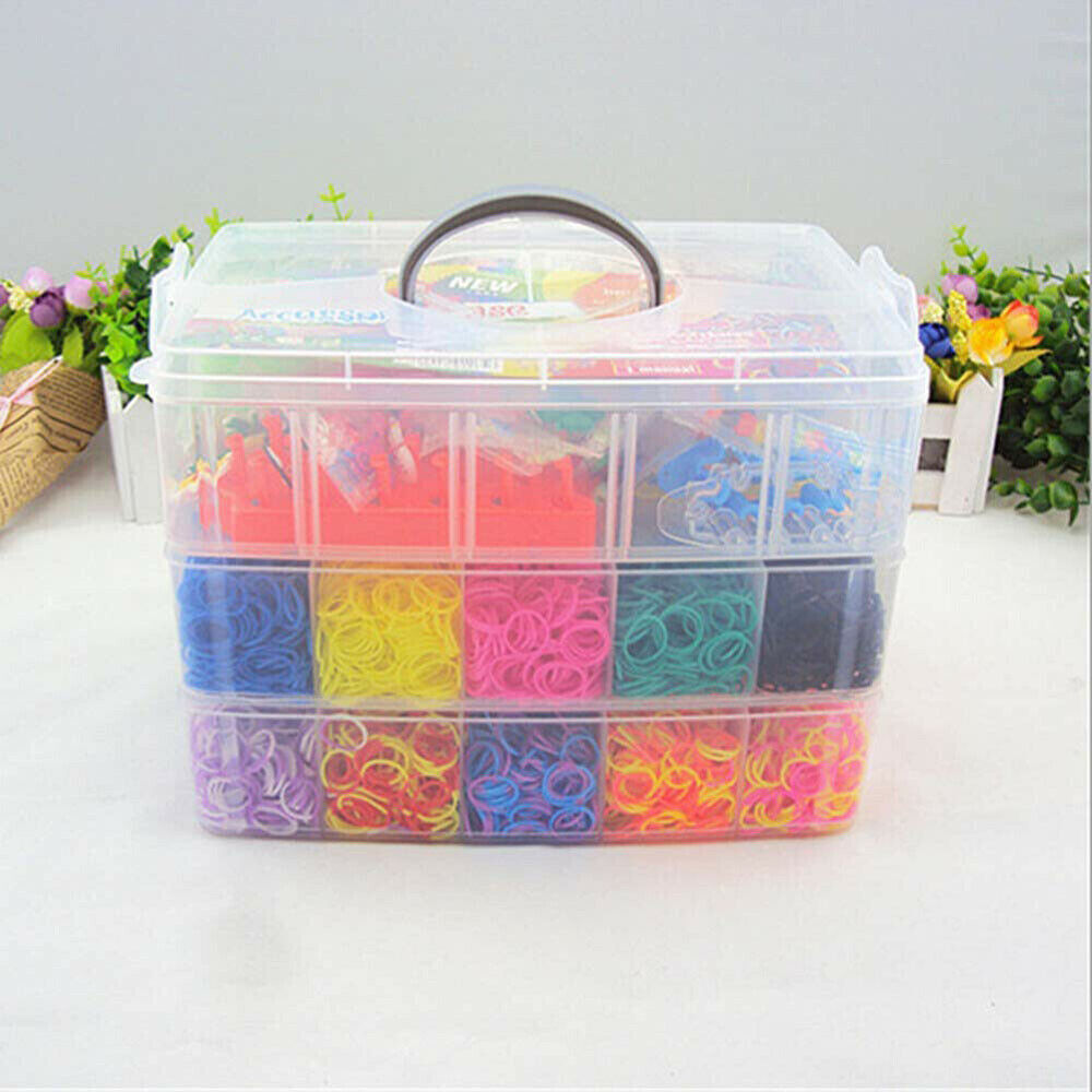 15000Pcs Kit Box Rubber Loom Bands Children Mult-color Make Woven Bracelet DIY 6