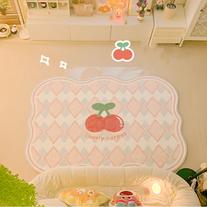 4983a180 b54b 4f84 909b b194c8dc9188 - Imitation Cashmere Carpet Cream Checkerboard Household Bedroom