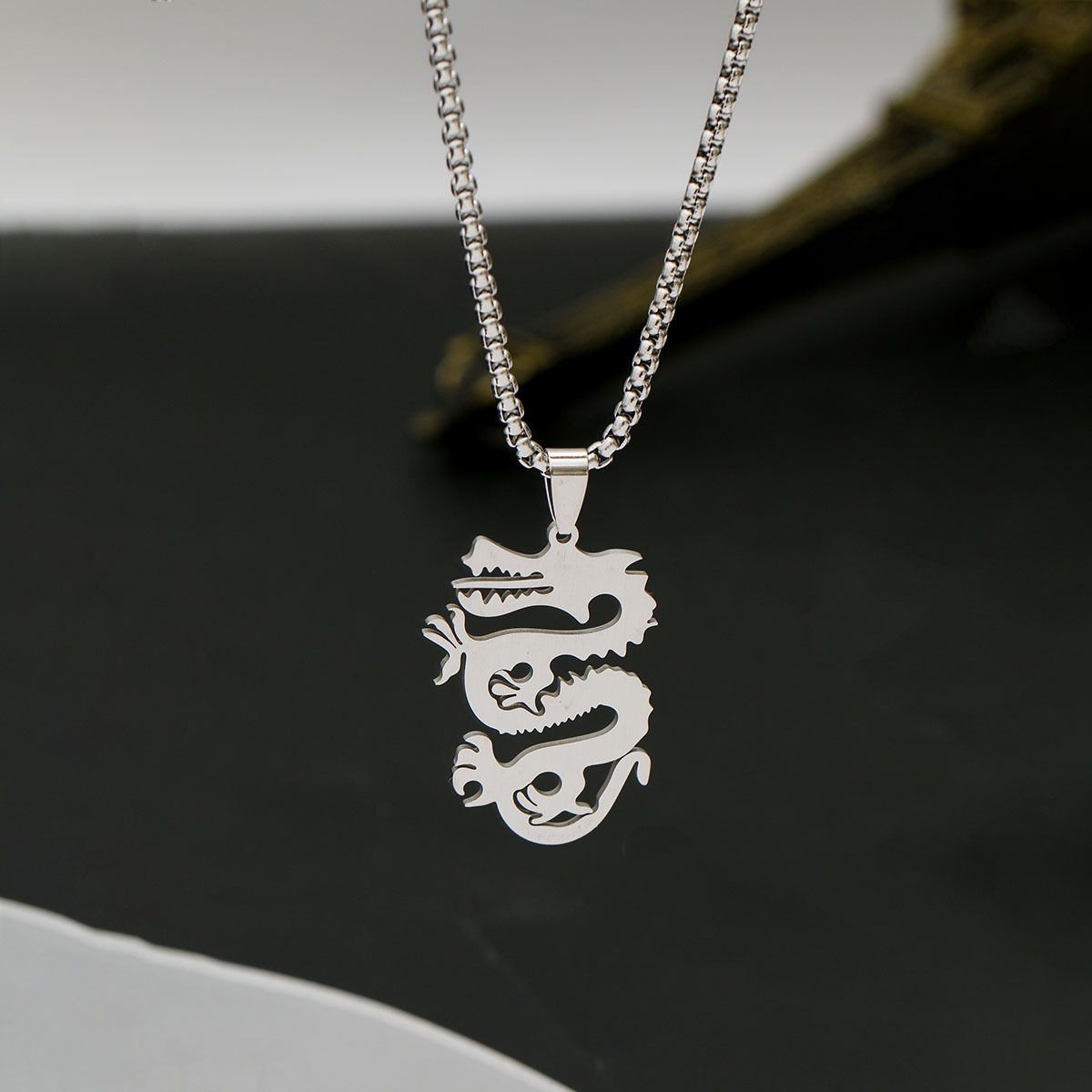 Fashion Steel Dragon Necklace Versatile For Men And Women