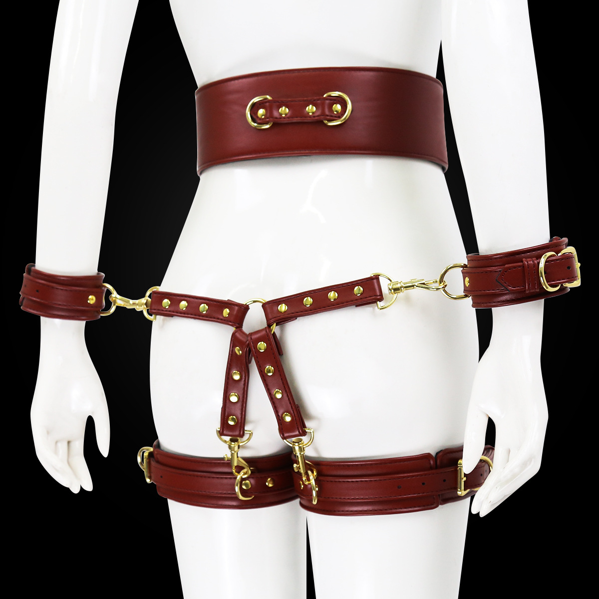 Title 7, 4-piece leather bundled corset cross