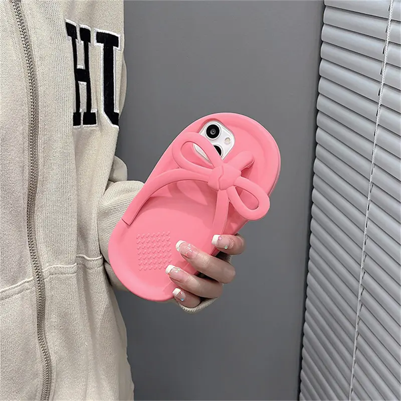 Bowknot Human Slippers Silicone Phone Shell