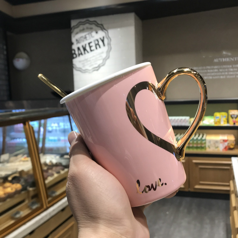 Title 1, Creative love coffee mug female ceramic spoon w...