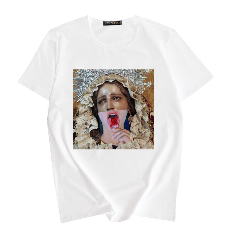 Title 4, Zomerse parodie-olieverfschilderij T-shirt met ...