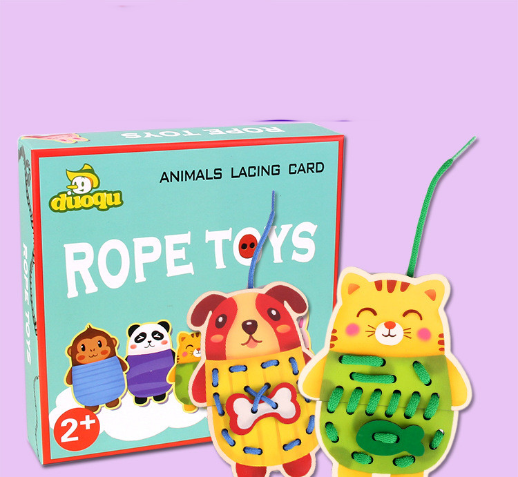 Wooden Early Education Fruit Animal Handmade Puzzle Beaded Stringing Toy