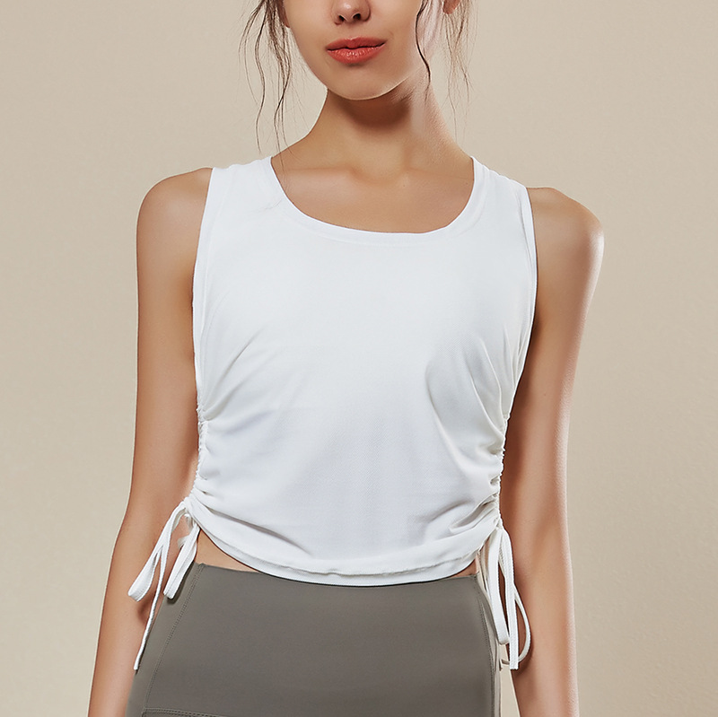 Women's Sleeveless Sports Top Drawstring Yoga Clothes White - Shop at LoveMi