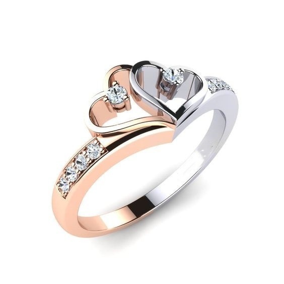 Title 2, 18K Gold Double Heart Micro Set Ring Express Yo...