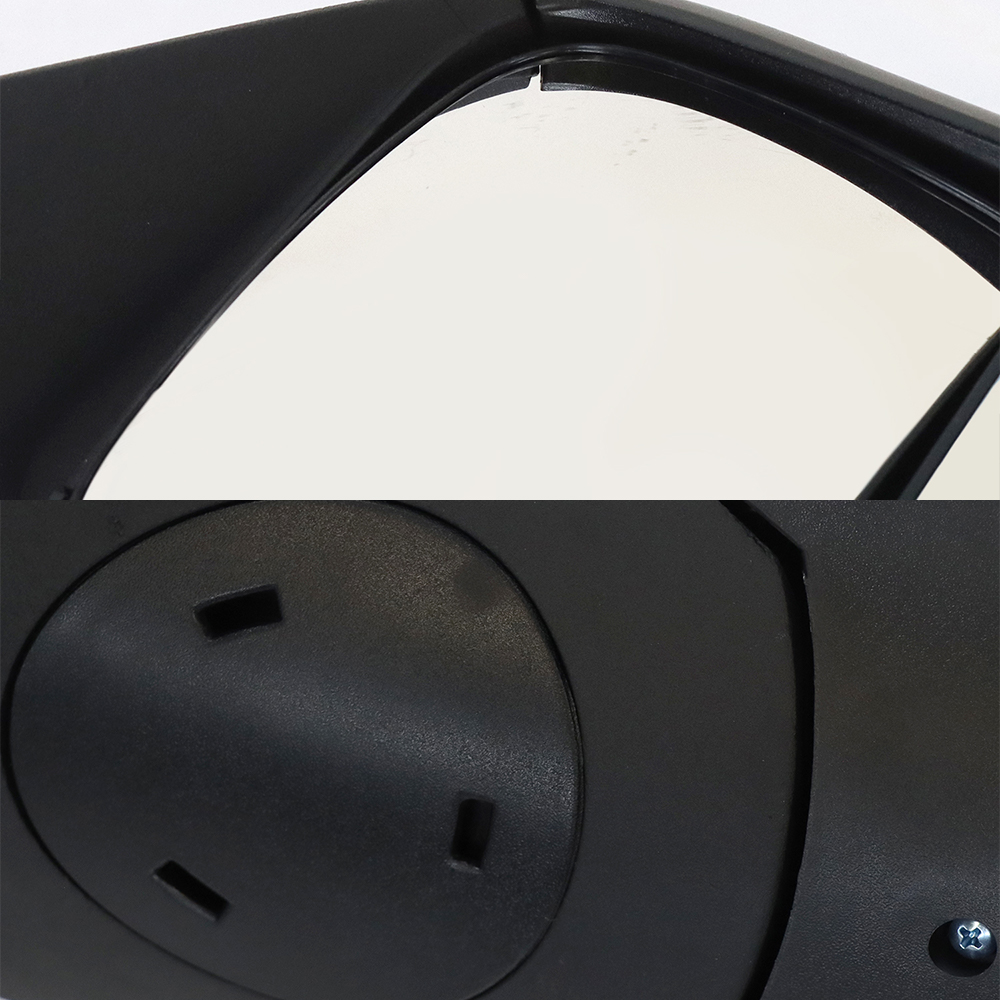 Freightliner Cascadia black heated door mirror mounting bracket detail
