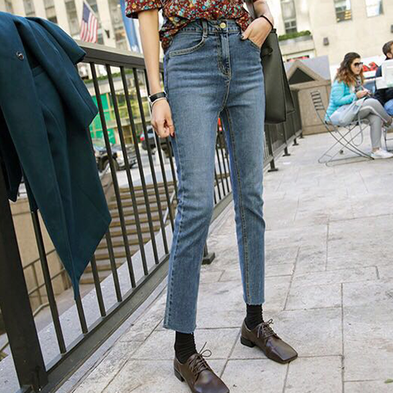 Straight-leg Jeans High-rise Loose Wide-leg Cropped Trousers