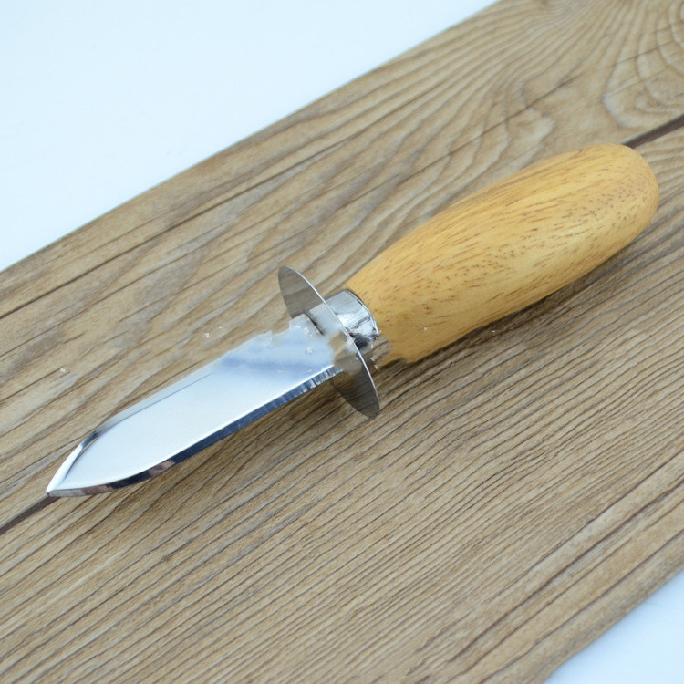 Wooden handle oyster knife