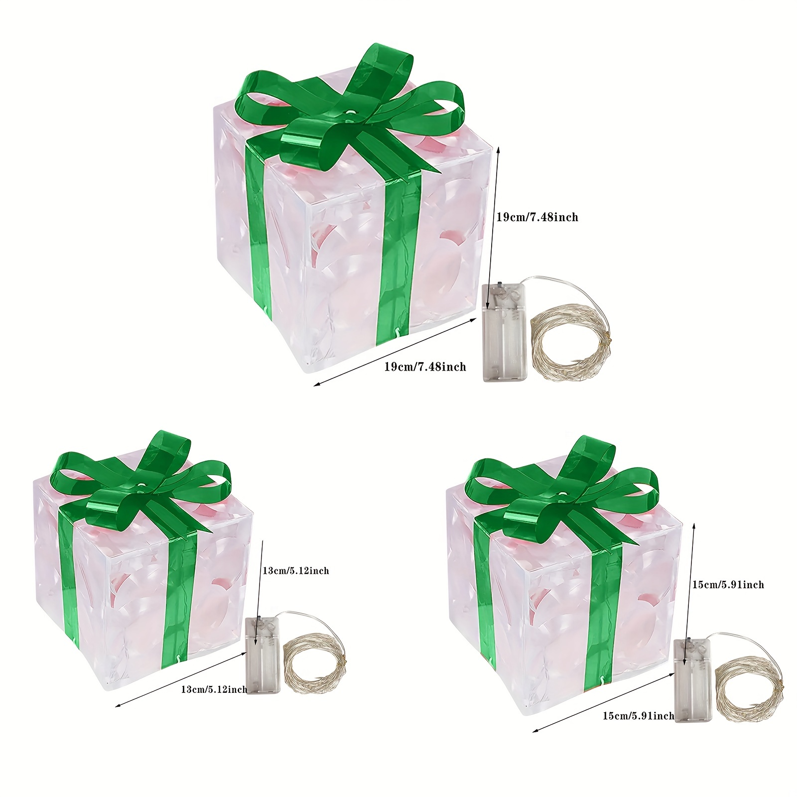 New Christmas Gift Box 3-piece Folding Christmas Gift Box Light Up Valentine Gift Box Christmas Lights — foto 5