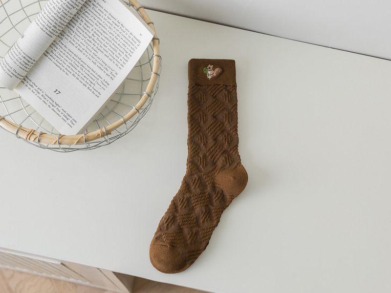 Stockings In Women's Stockings Embroidered With Reverse Yarn Coffee - Shop at LoveMi
