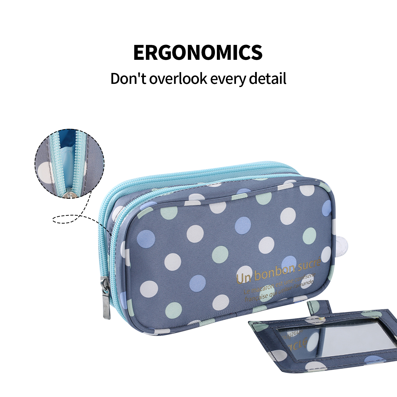2 Layer Makeup Bag W  Mirror Travel Cosmetic Bag Organizer Brush Slots Portable
