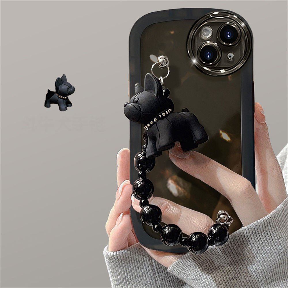 Transparent Black Dog Bracelet Phone Case