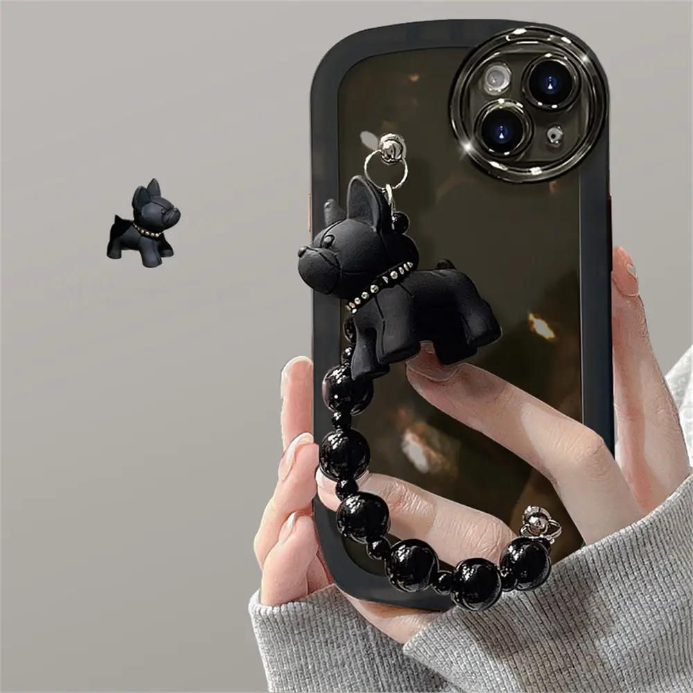 Transparent Black Dog Bracelet Phone Case