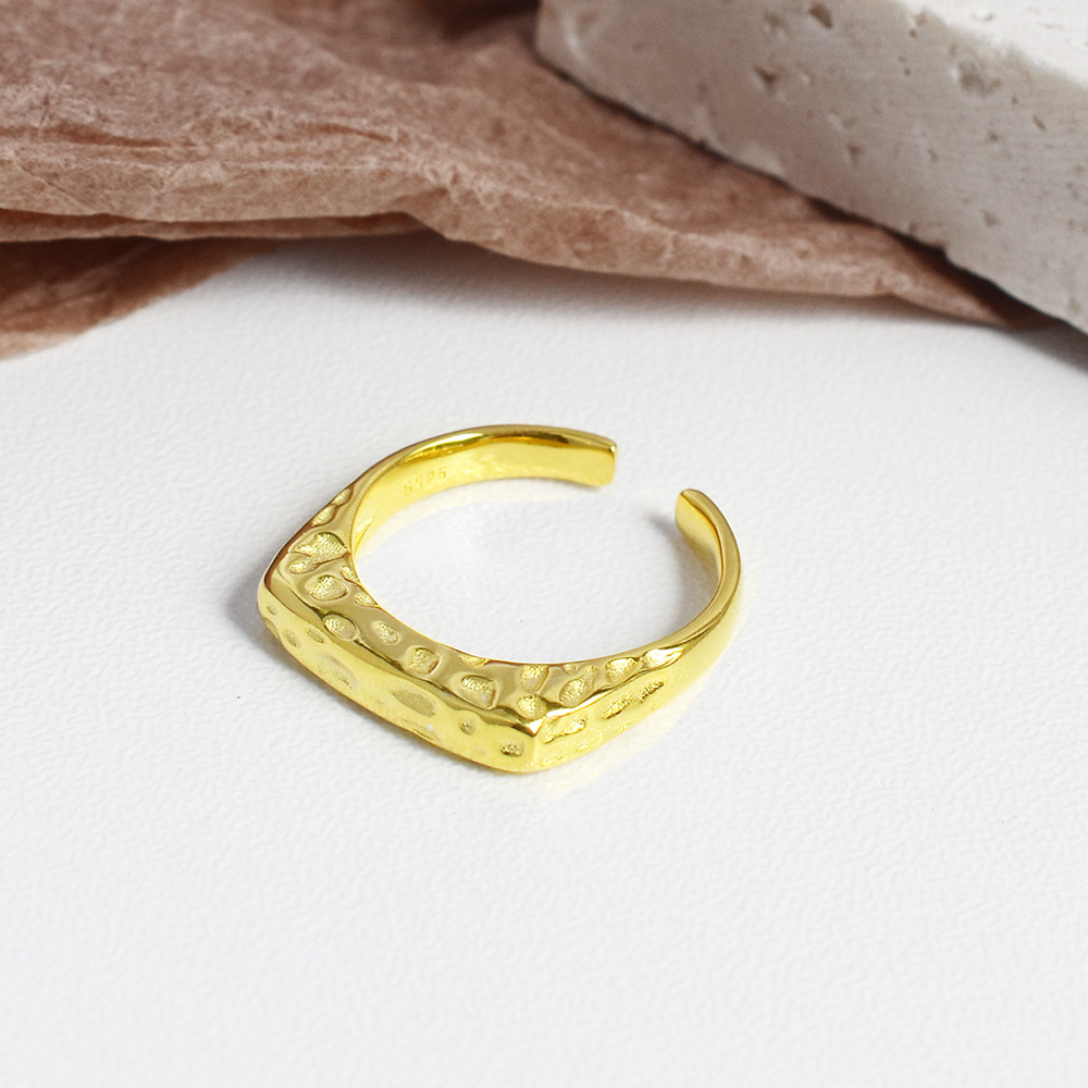 Ins Light Luxury Cold Wind Jewelry S925 Sterling Silver Irregular Concave-convex Ring