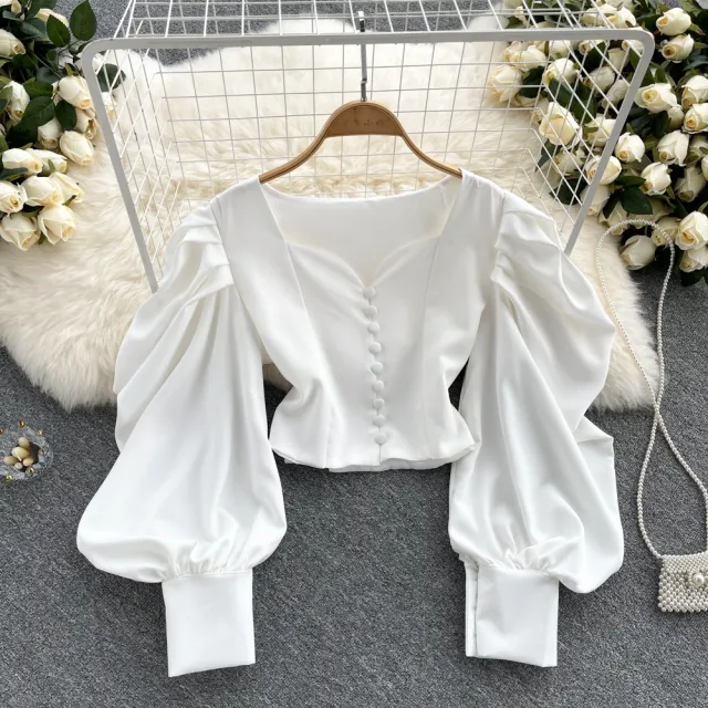 Women's Design Sensation Niche French Sweet Top Shirt White - Shop at LoveMi