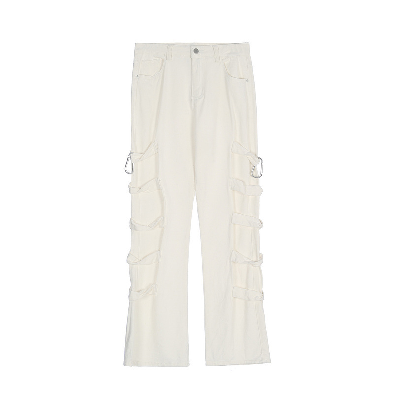 American Style Zipper Flared Trousers Overalls