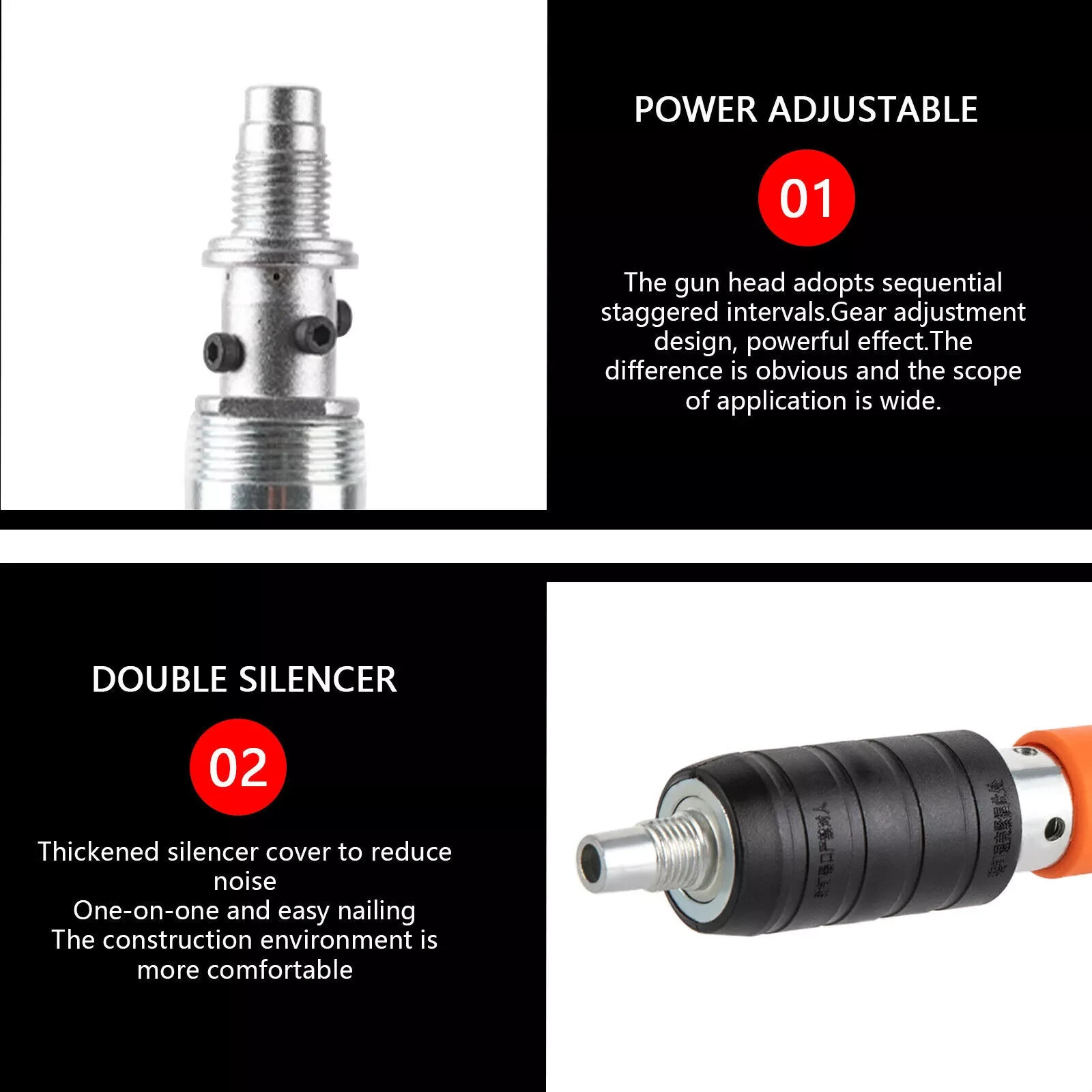 Woodworking Integrated Air Nailer Manual Steel Nail Nailer 5 Gears Power Gun UK