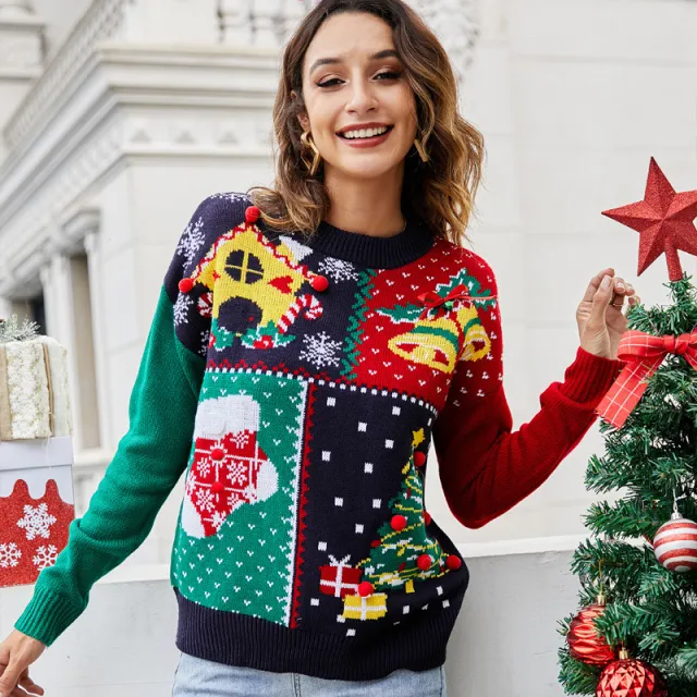 Women's Ugly Christmas Sweater, Snowflake Knit, Navy Blue - Shop at LoveMi