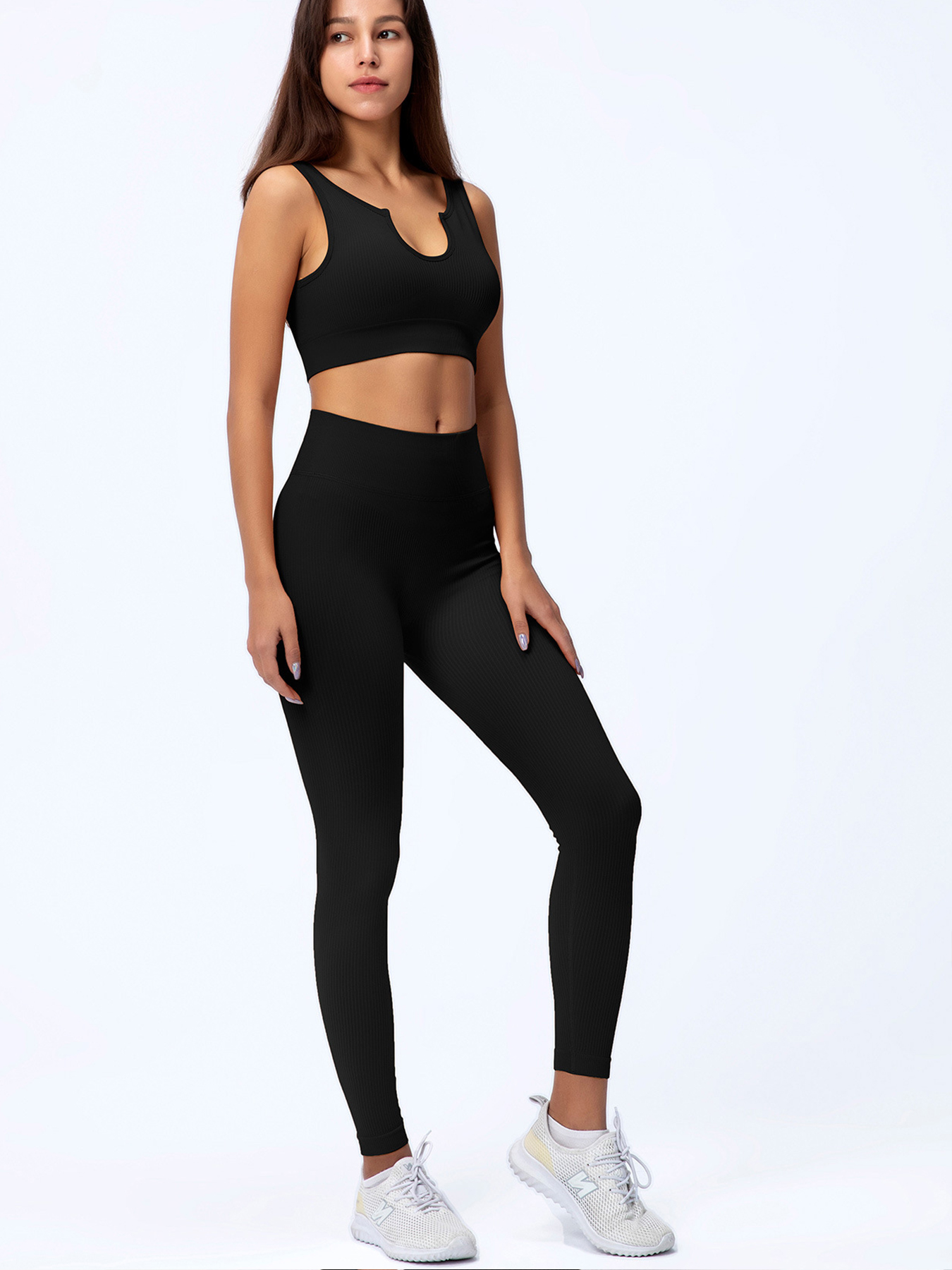 Womens Workout Sets 2 Piece - Seamless Yoga Outfits Shorts And Crop Top Matching - Picture 11 of 12