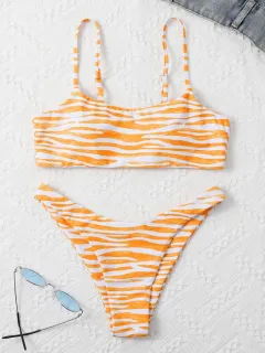 Ladies Fashion Swimwear Two Piece Bikini - Orange - View 1