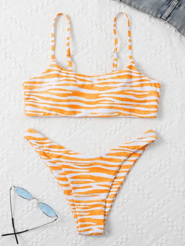 Ladies Fashion Swimwear Two Piece Bikini Orange - Shop at LoveMi