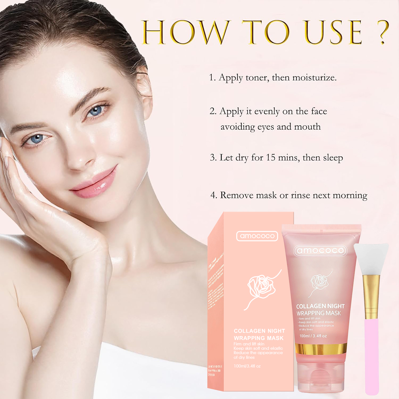 Only Supports Self Pickup With Waybill Collagen Night Wrapping Mask  Firm & Lift Skin, Keep Soft & Elastic, Reduce Dry Lines
