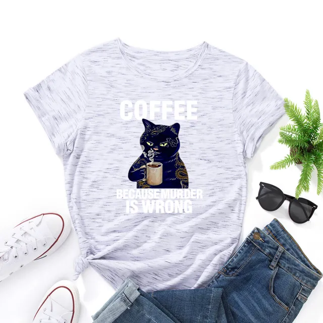 Black And White Print Loose Round Neck Short sleeved T shirt 13 Style - Shop at LoveMi