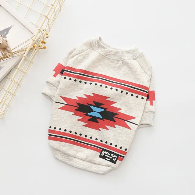 Dog Clothes Small Dog Cotton Plus Velvet Print Pet Clothes Grey - Shop at LoveMi